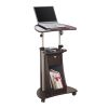 Techni Mobili Sit-to-Stand Rolling Adjustable Laptop Cart With Storage, Chocolate - as Pic