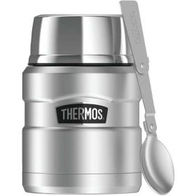 Thermos Stainless King 16 Ounce Food Jar with Folding Spoon, Matte Stainless - Thermos