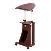 Techni Mobili Sit-to-Stand Rolling Adjustable Laptop Cart With Storage, Chocolate - as Pic